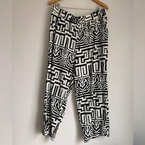 Rachel Zoe Wide Leg Linen Pants Black and White 2X